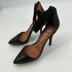 Jeffery Campbell Ibiza Solitaire black leather strappy heel shoes size 8.5